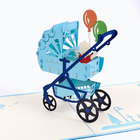 Baby Pram 3D Pop Up Greeting Card With White Envelope CMYK Color Offset Printing