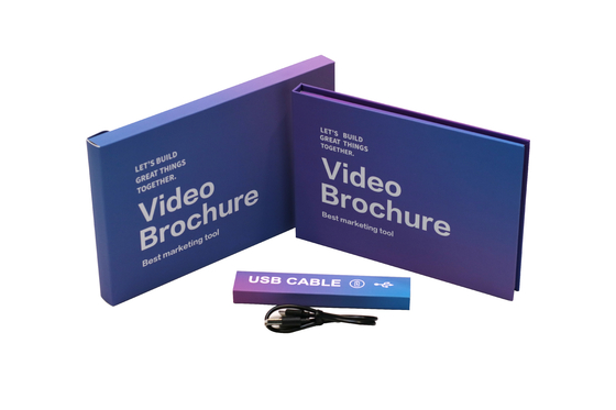 Tarjeta de folleto de vídeo LCD artificial para empresas con botones personalizables y alta capacidad de batería