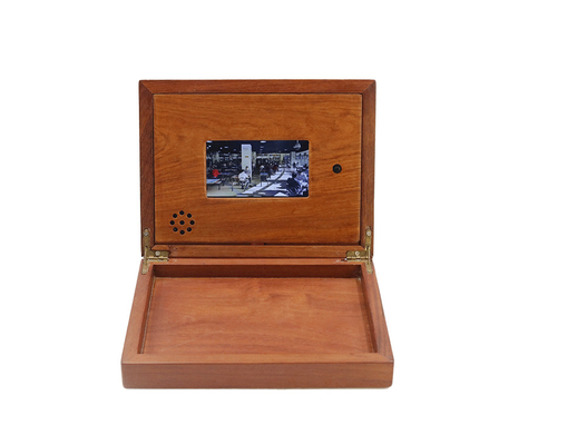 Caja video promocional de madera, 4,3 memoria de la caja de regalo del LCD de la pulgada 128MB