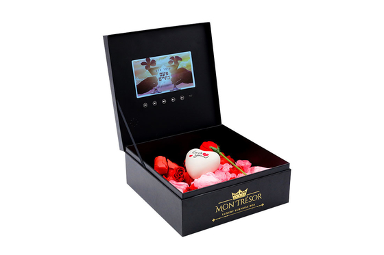 El lujo magnético de la caja de regalo de la pantalla LCD saluda el paquete video del regalo para casarse la invitación