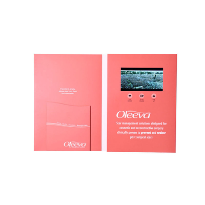 Tarjeta de felicitación video de la invitación del negocio del folleto del espacio en blanco de la carpeta de la exhibición de TFT LCD