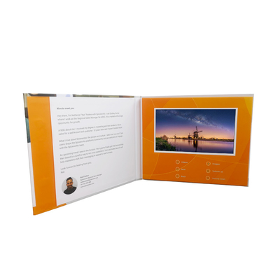 Carpeta video del folleto del LCD de la cubierta suave de la impresión de CMYK del libro video del LCD para los regalos del negocio