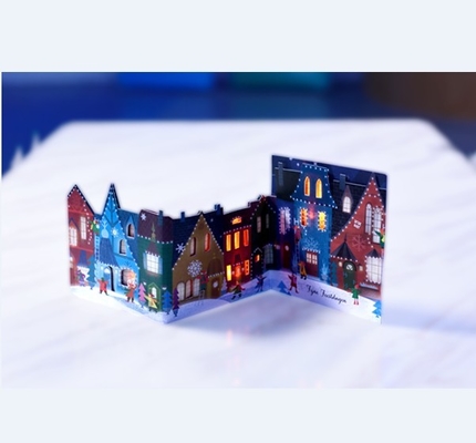 tarjetas de Navidad de registración de la voz 3D CMYK que imprimen Autoplay abierto
