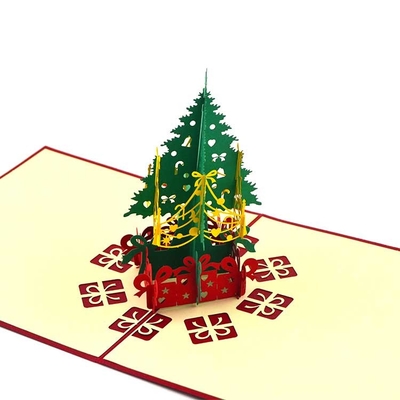 El laser cortó al OEM material de papel estereoscópico del ODM del color de la tarjeta CMYK del árbol de navidad 3D