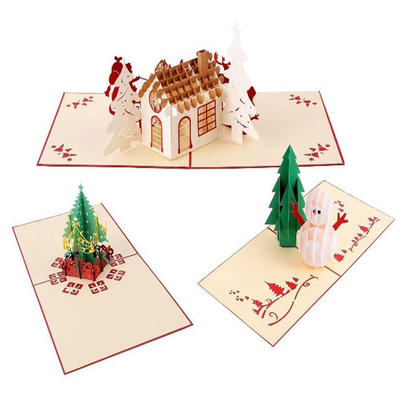 Estallido promocional 3D del OEM para arriba felicitación la tarjeta para el certificado de la FCC de la Navidad ROHS