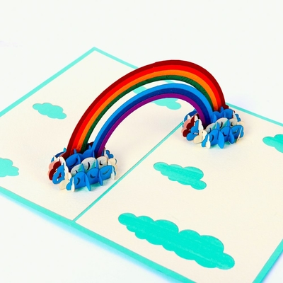El estallido del arco iris del ODM del OEM para arriba carda DIY, tamaño de la tarjeta A5 del feliz cumpleaños 3D